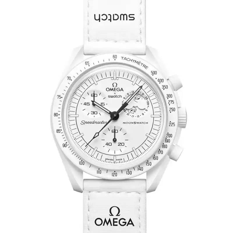 ساعت امگا سواچ سفید ماه اسنوپی OMEGA SWATCH MOON